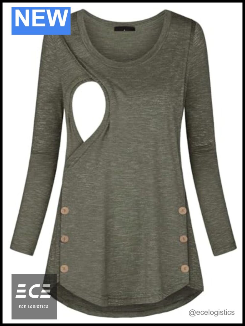 Women's Maternity Nursing Tunic Top Button Side Breastfeeding Shirt